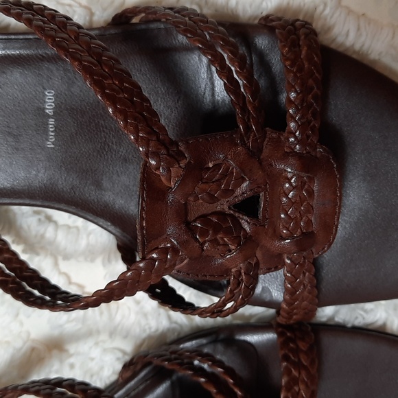 Nickels Woven leather strappy open back sandals,  size 6, brown. - Picture 6 of 8